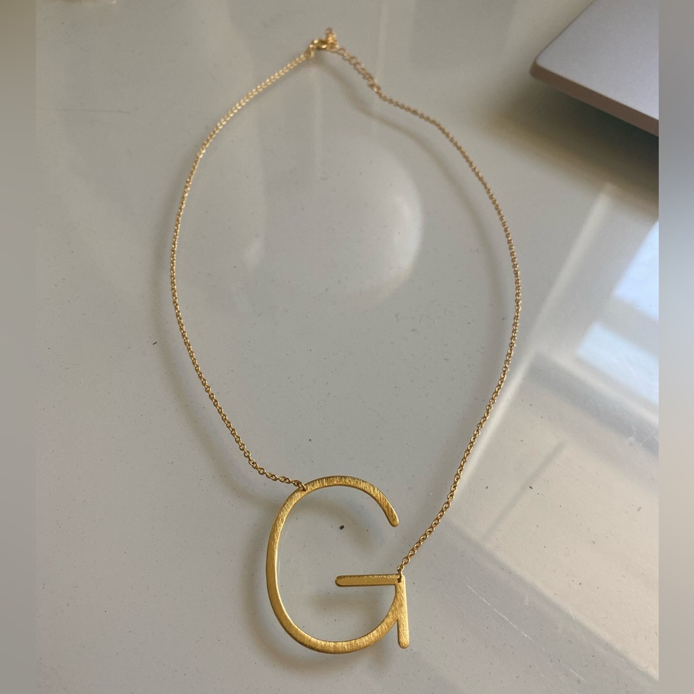 18k Gold Statement Initial Necklace - image 1